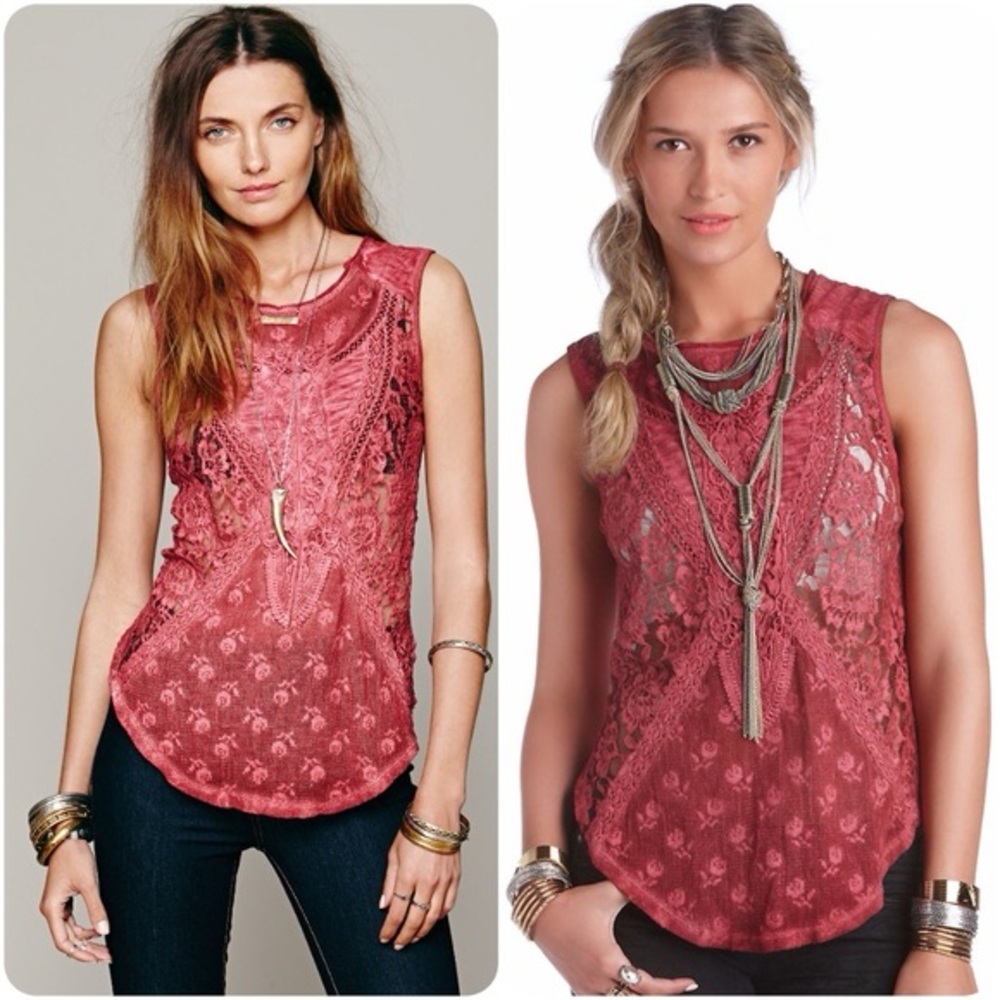 Free People Not So Sweet Victorian Lace Sleeveless Tank Size Small